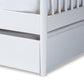 Renata Twin Size Spindle Daybed with Trundle Classic White Wood Design for Versatile Sleeping and Seating Solutions