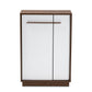 Mette Mid-Century Modern Shoe Cabinet - Two-Tone White and Walnut 5-Shelf Wood Storage Solution for Shoes and Accessories