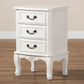 Gabrielle End Table Traditional French Country Design with White Finish and 3 Drawers