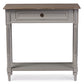 Edouard Console Table French Provincial Style White Wash Distressed Wood Grey Two-tone 1-Drawer Design for Elegant Home Decor