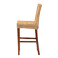 Racquel Bar Stool Modern Bohemian Design Natural Rattan and Mahogany Wood for Stylish Seating