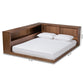 Erie Queen Size Platform Storage Bed - Modern Rustic Walnut Brown Wood with Built-In Outlet for Convenient Charging