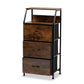 Jacop Modern Industrial 3-Drawer Storage Cabinet in Walnut Brown Wood and Black Metal for Stylish Organization