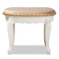 Gabrielle Vanity Ottoman Traditional French Country Style Upholstered in Sand Velvet with White-Finished Wood Frame