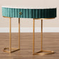 Beale Luxe Console Table Glam Green Velvet Upholstered Design with Brushed Gold Finish and Faux Marble Top, Includes 1 Stylish Storage Drawer