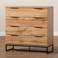 Reid 4-Drawer Dresser in Modern Industrial Style with Oak Finish and Black Metal Accents