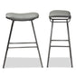 Jette Bar Stool Set - Modern 2-Piece Grey Fabric Upholstered Bar Stools with Dark Grey Metal Frame