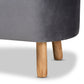 Simone Mid-Century Modern Ottoman Grey Velvet Upholstered Wood Footrest for Stylish Living Room Decor