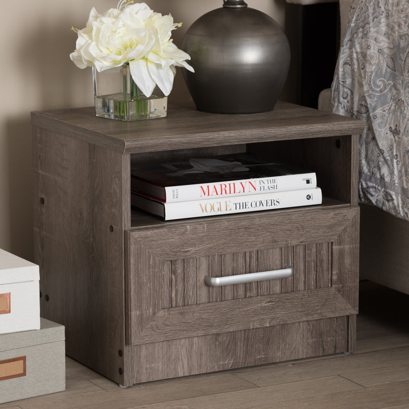 Gallia Nightstand Modern Oak Brown Finished 1-Drawer Bedside Table with Storage