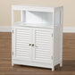 Rivera Bathroom Storage Cabinet - Modern White Wood and Silver Metal Design with 2 Doors for Stylish Organization