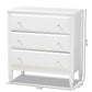 Naomi Bedroom Chest Classic White Finished Wood 3-Drawer Storage Solution for Stylish Bedrooms