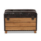 Marelli Rustic Dark Brown Faux Leather Ottoman Set 2-Piece Wood Storage Trunk for Stylish Home Organization and Seating