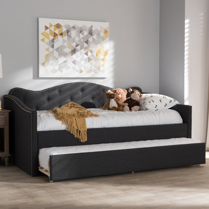 Kaija Daybed - Modern and Contemporary Dark Grey Fabric with Trundle