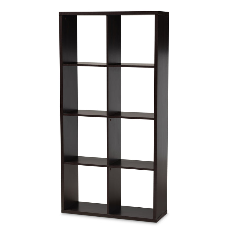 Janne 8-Cube Multipurpose Storage Shelf in Dark Brown Finish for Organizing and Displaying Books and Decor