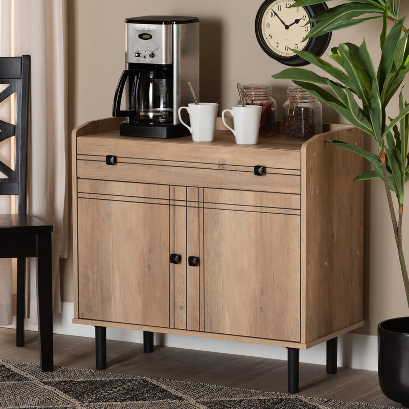 Patterson Kitchen Storage Cabinet Modern Oak Brown Finished Wood with 2 Doors for Stylish Organization