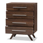 Auburn Mid-Century Modern 4-Drawer Chest in Walnut Brown for Stylish Storage Solutions