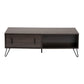 Baldor Coffee Table - Modern Design with Dark Brown Wood and Black Metal, Featuring 2 Storage Drawers