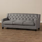 Arcadia Sofa Modern and Contemporary Grey Fabric Upholstered Button-Tufted Living Room 3-Seater