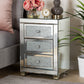 Ralston End Table Contemporary Glam Design with 3 Mirrored Drawers for Stylish Storage and Accent Decor