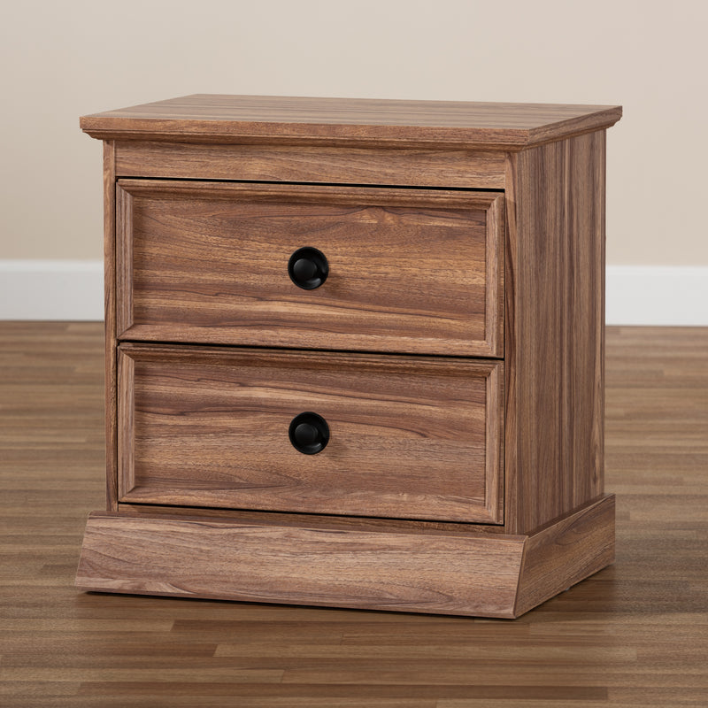 Ryker Nightstand Modern 2-Drawer Wood Design with Oak Finish for Bedroom Storage