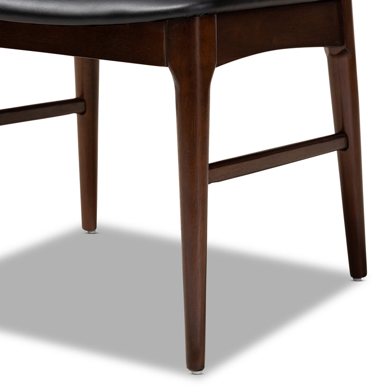 Berlin 5-Piece Wood Dining Set - Mid-Century Modern with Black Faux Leather Upholstery and Walnut Finish