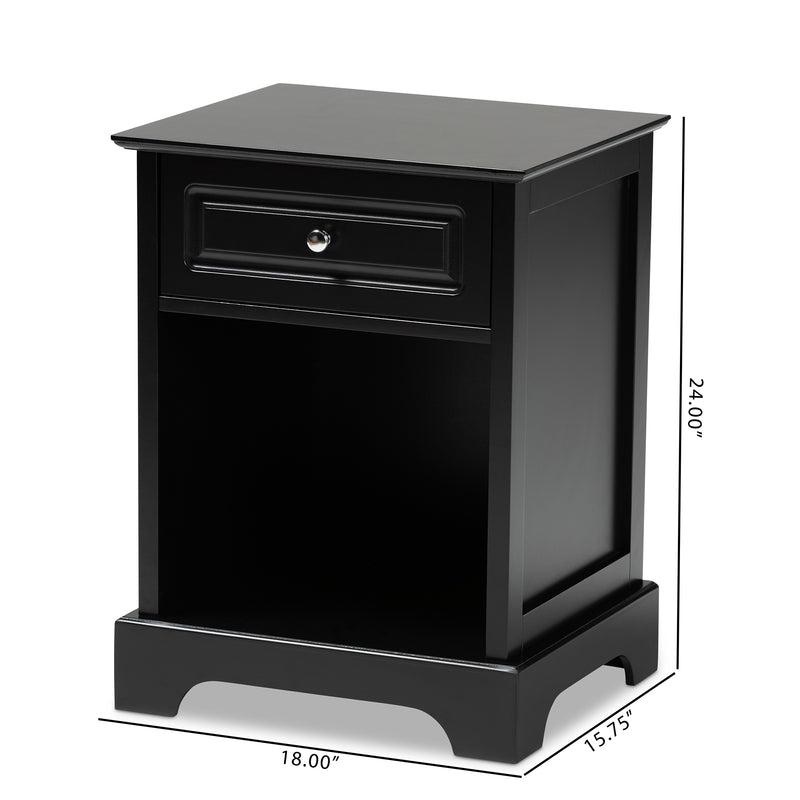 Chase End Table Modern Transitional Black Finished 1-Drawer Wood