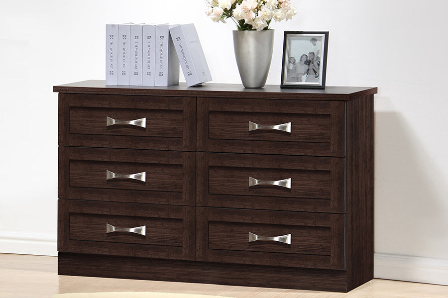 Colburn Dresser - Modern and Contemporary 6-Drawer Dark Brown Finish Wood Storage