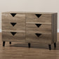 Wales Modern 6-Drawer Dresser in Light Brown Wood with Sleek Design and Ample Storage