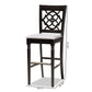 Alexandra Bar Stool Set Modern and Contemporary Grey Fabric Upholstered Espresso Brown Finished Wood 2-Piece