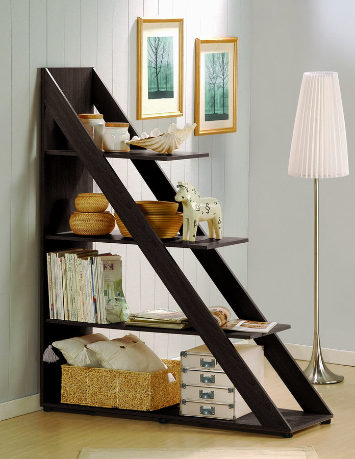 Psinta Modern Dark Brown Shelving Unit - Stylish Storage for Home and Office, Contemporary Design, Versatile Display, Space-Saving Furniture