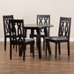 Imogen 5-Piece Dining Set Modern Grey Fabric Upholstered Chairs with Dark Brown Finished Wood Table