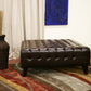 Pemberly Dark Brown Bonded Leather Square Ottoman with Storage for Living Room or Bedroom Use