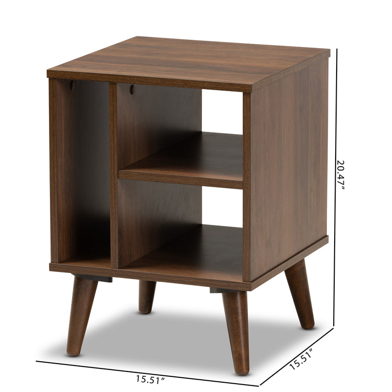 Sami Mid-Century Modern End Table in Walnut Finish - Stylish Wooden Accent Table for Living Room or Bedroom