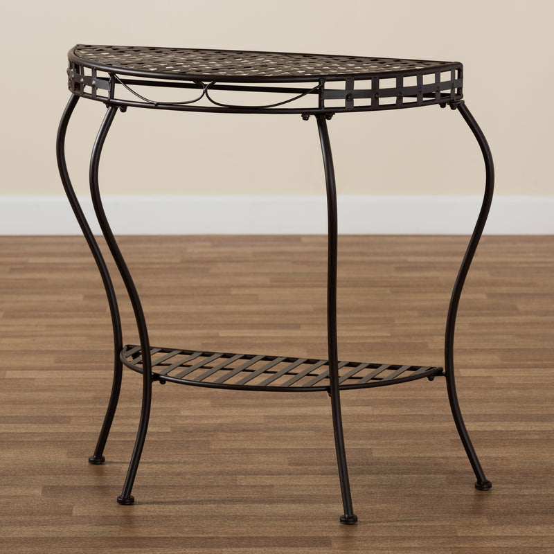 Laraine Modern Black Metal Outdoor Console Table for Patio, Garden, or Entryway Decor