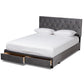 Caronia Platform Storage Bed - Modern and Contemporary Grey Velvet Fabric Upholstered with 2 Drawers