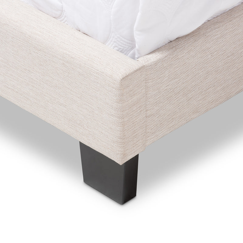 Hampton Bed - Modern and Contemporary Light Beige Fabric Upholstered