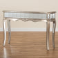 Elgin Console Table Contemporary Glam Luxe Design with Brushed Silver Finished Wood and Mirrored Glass Accents