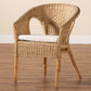 Abbey Dining Chair Modern Bohemian Style in Natural Brown Antique Rattan for a Chic Dining Experience