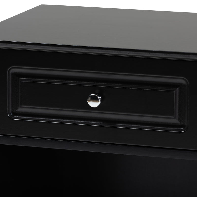 Chase End Table Modern Transitional Black Finished 1-Drawer Wood