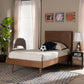 Hiro Twin Size Platform Bed in Mid-Century Walnut Brown Wood with Sleek Design and Sturdy Construction