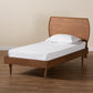 Yori Twin Size Platform Bed in Mid-Century Walnut Brown Wood with Sleek Design and Sturdy Construction