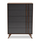 Naoki Bedroom Chest - Modern 5-Drawer Storage Unit in Two-Tone Grey and Walnut Finish for Stylish Organization