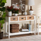 Benedict Console Table Traditional Farmhouse Rustic Design Two-Tone White and Oak Brown Finish with 3 Drawers for Storage