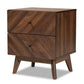 Hartman Mid-Century Modern Nightstand Walnut Brown Finished Wood with 2 Drawers for Stylish Bedroom Storage