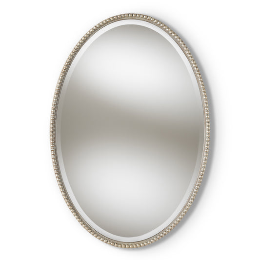 Graca Oval Accent Wall Mirror in Modern Contemporary Antique Silver Finish