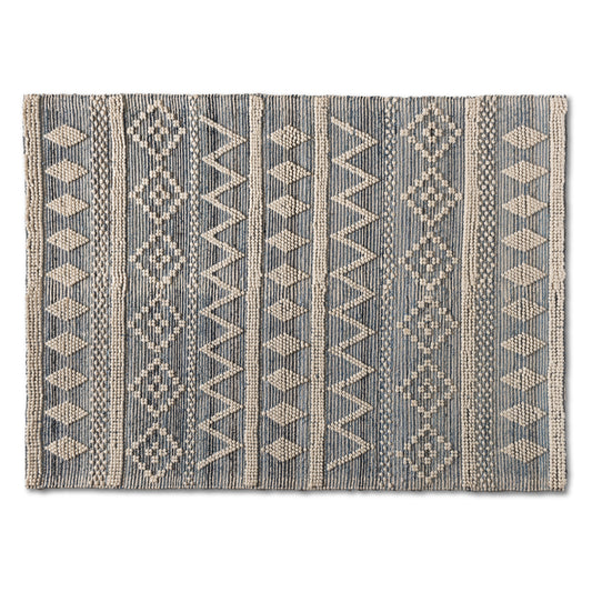 Callum Area Rug - Modern Handwoven Wool Blend in Ivory and Blue