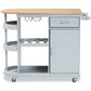 Donnie Kitchen Storage Cart - Two-Tone Light Grey and Natural Finished Wood