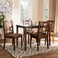 Abilene Dining Set Mid-Century Walnut Finished and Grey Fabric Upholstered 5-Piece