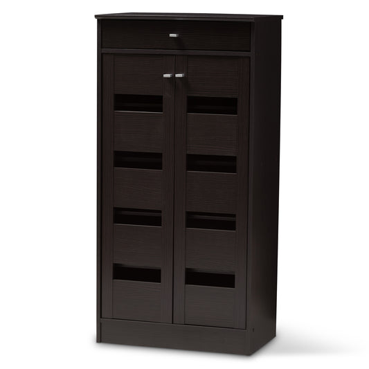 Acadia Shoe Cabinet Modern Contemporary Wenge Brown Finish for Stylish Storage Solutions