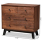 Calla 4-Drawer Wood Dresser in Modern Brown and Black Oak Finish, Stylish Storage for Bedroom or Living Room